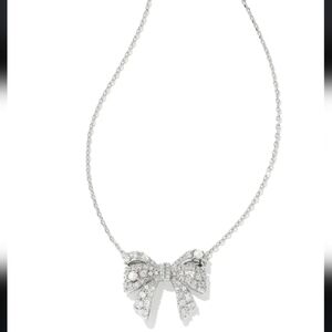 Kendra Scott Krista Silver Bow Short Pendant Necklace in White Mix